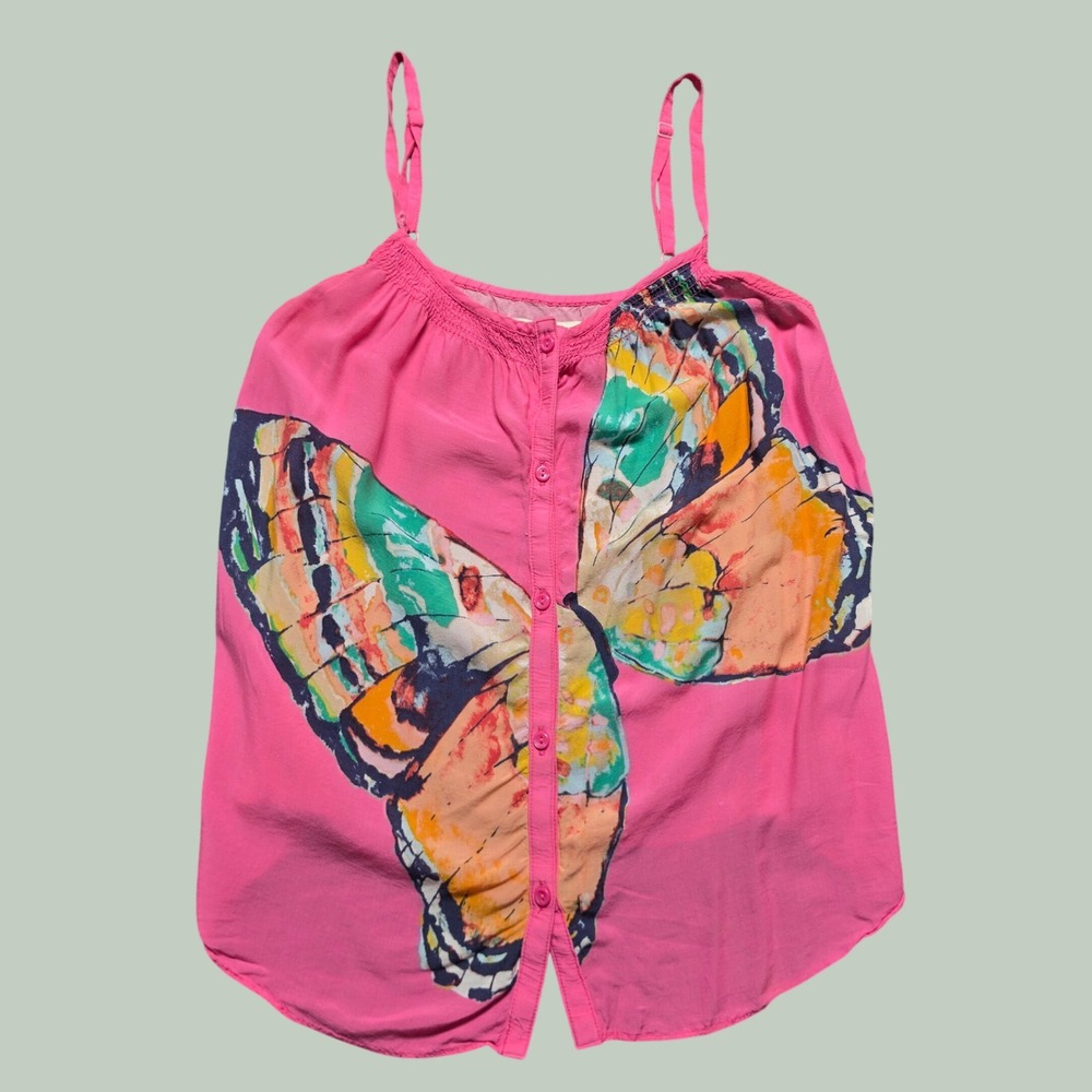 Butterflycore Fairycore Y2K Whimsigoth Button Front Cami Women XS Pink Old Navy